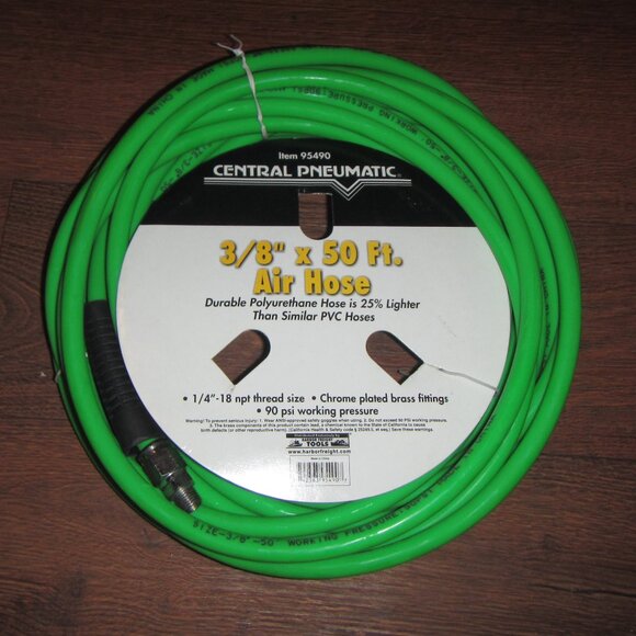 Central Pneumatic 3/8" x 50 ft Air Compressor Hose, 90 PSI - Picture 1 of 2